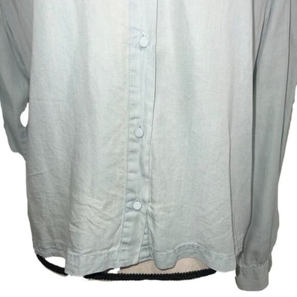 Zara Trafaluc Womens Long Sleeve Button-Up Shirt Large Light Blue Casual Top - Picture 6 of 6